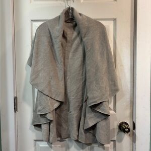 The Look Open Front Cardigan Sleeveless Shrug Poncho Wrap Soft Tan Acrylic OS